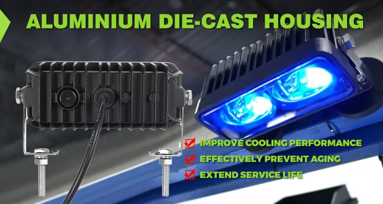 Forklift safety lights use aluminum housing